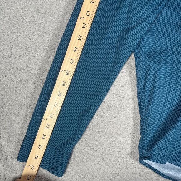 Buttercloth Shirt Long Sleeve Men’s Size XL Blue Brick Pattern Geometric Preppy - Picture 9 of 16